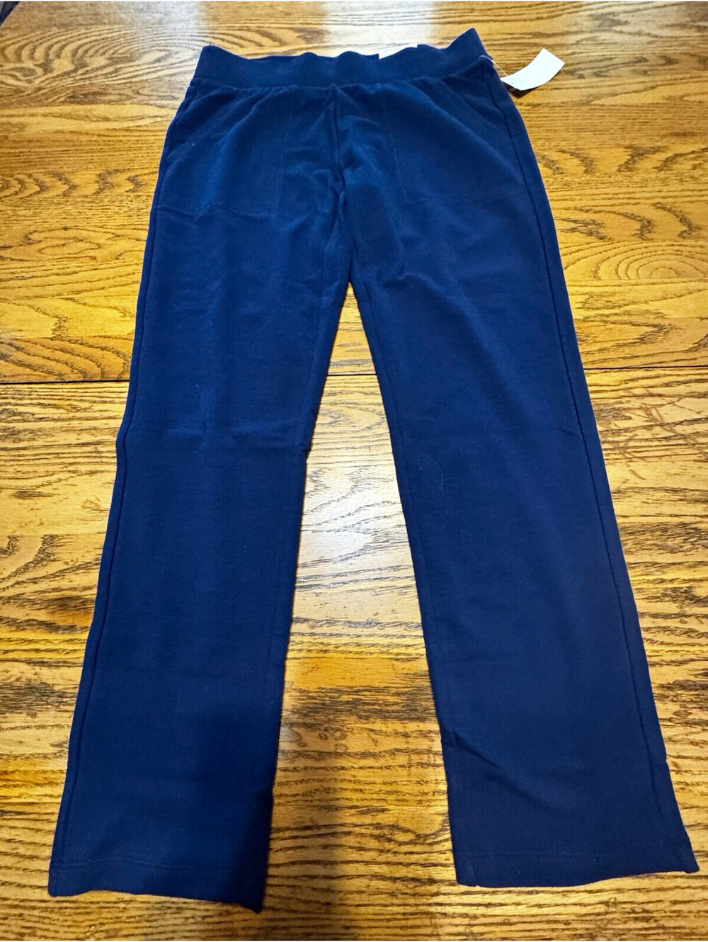 St. John's Bay Womens Petite PS Navy French Terry Pull On Slim Straight Pants